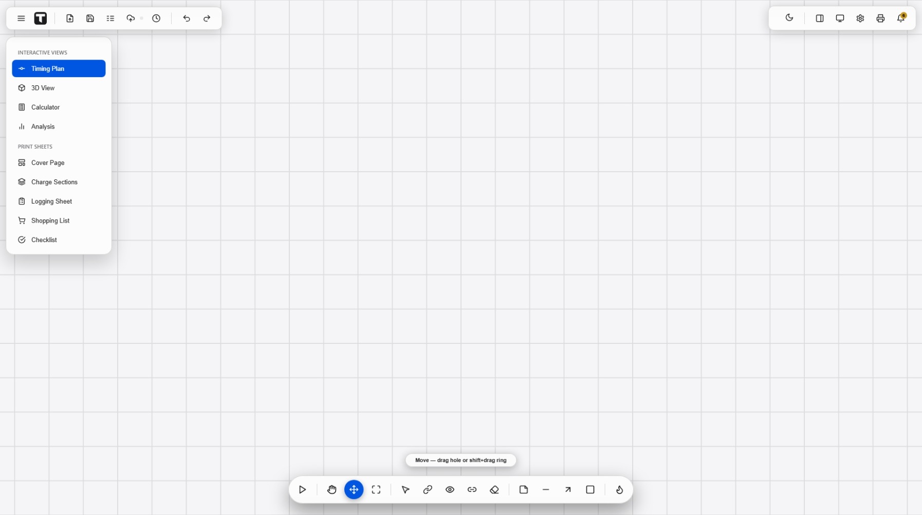 Move tool active with the hint: Move, drag hole or shift+drag ring