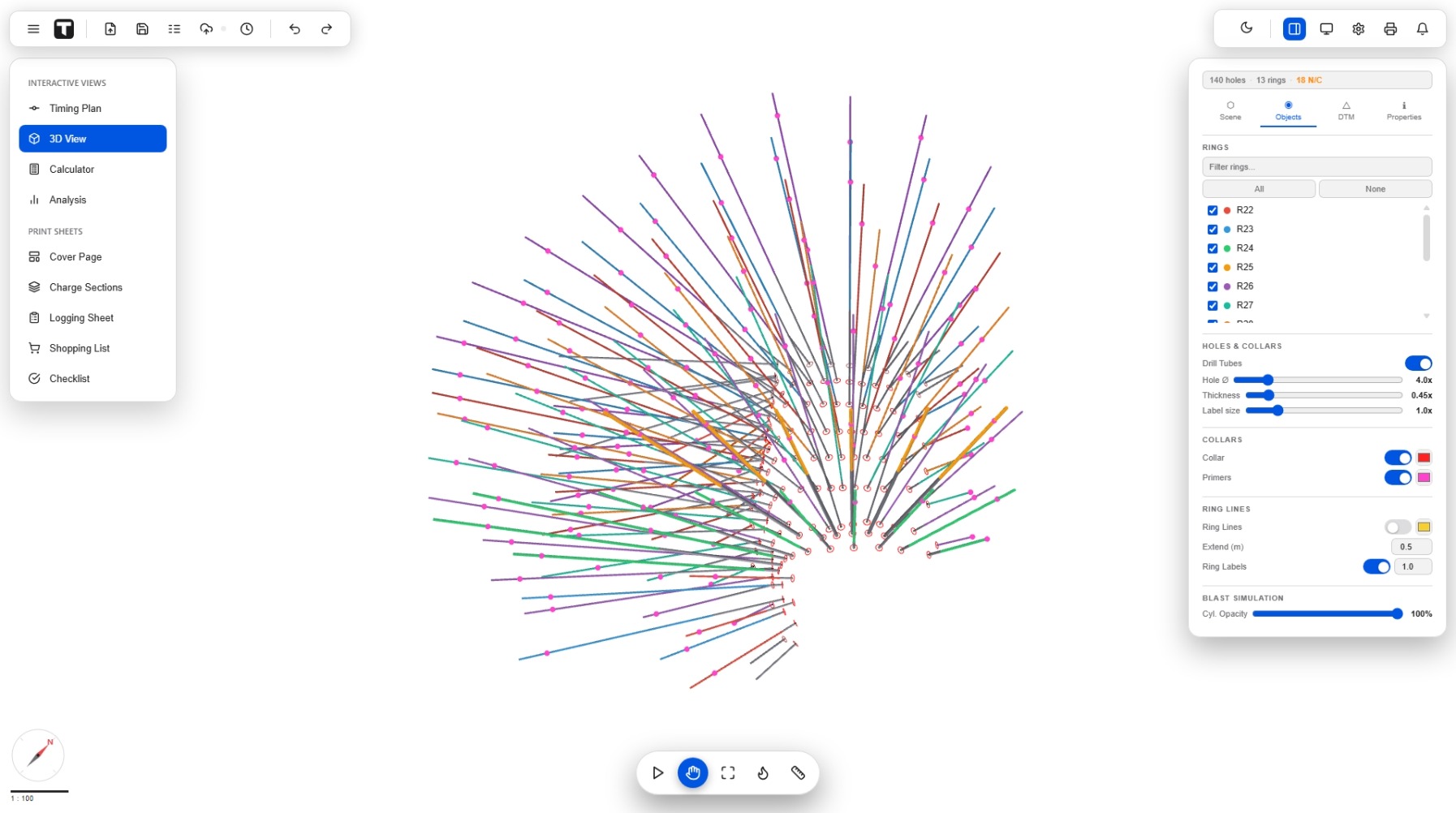 3D Objects panel with ring filter